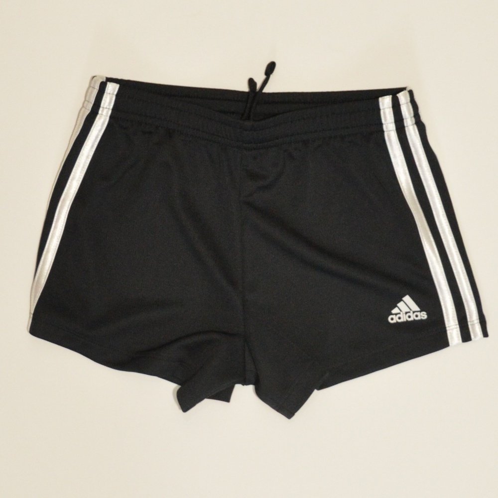 NEW Boys Adidas Track Shorts S 7/8 Black Trefoil